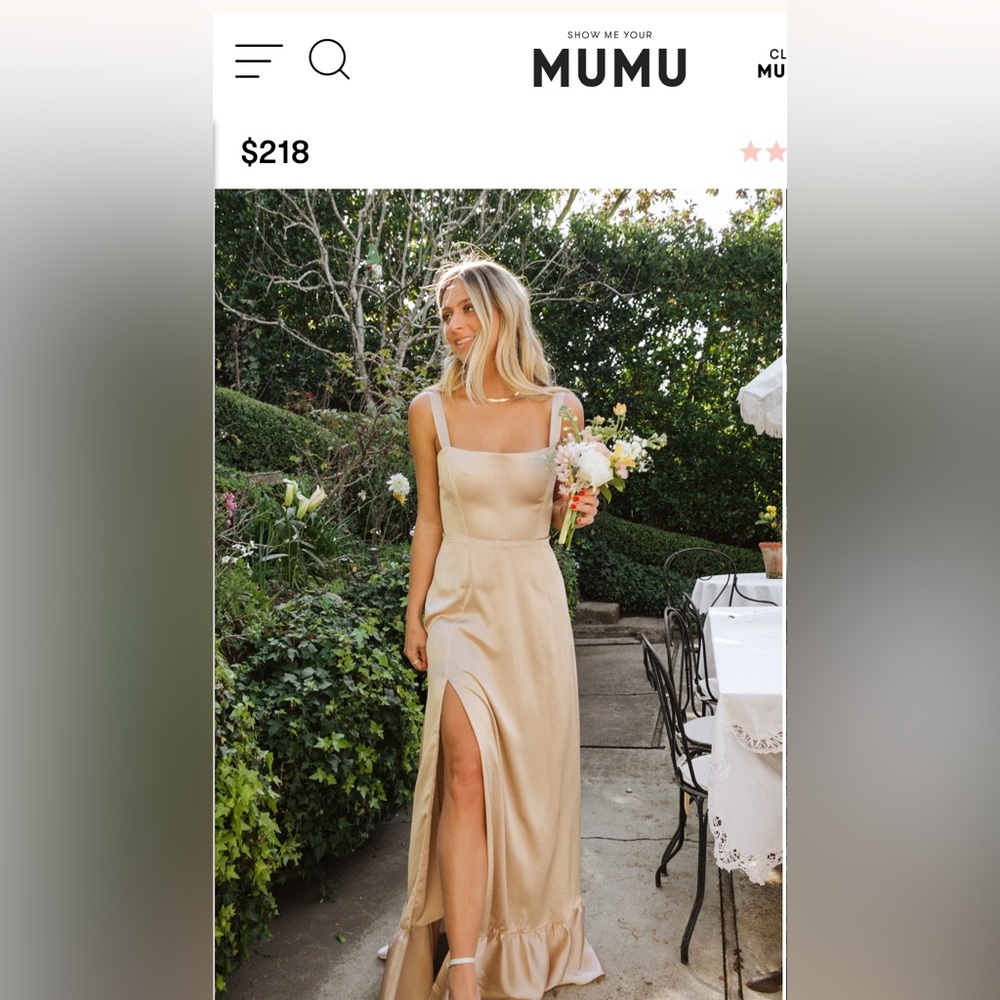 Show me your mumu Clarissa dress in size xs, color champagne